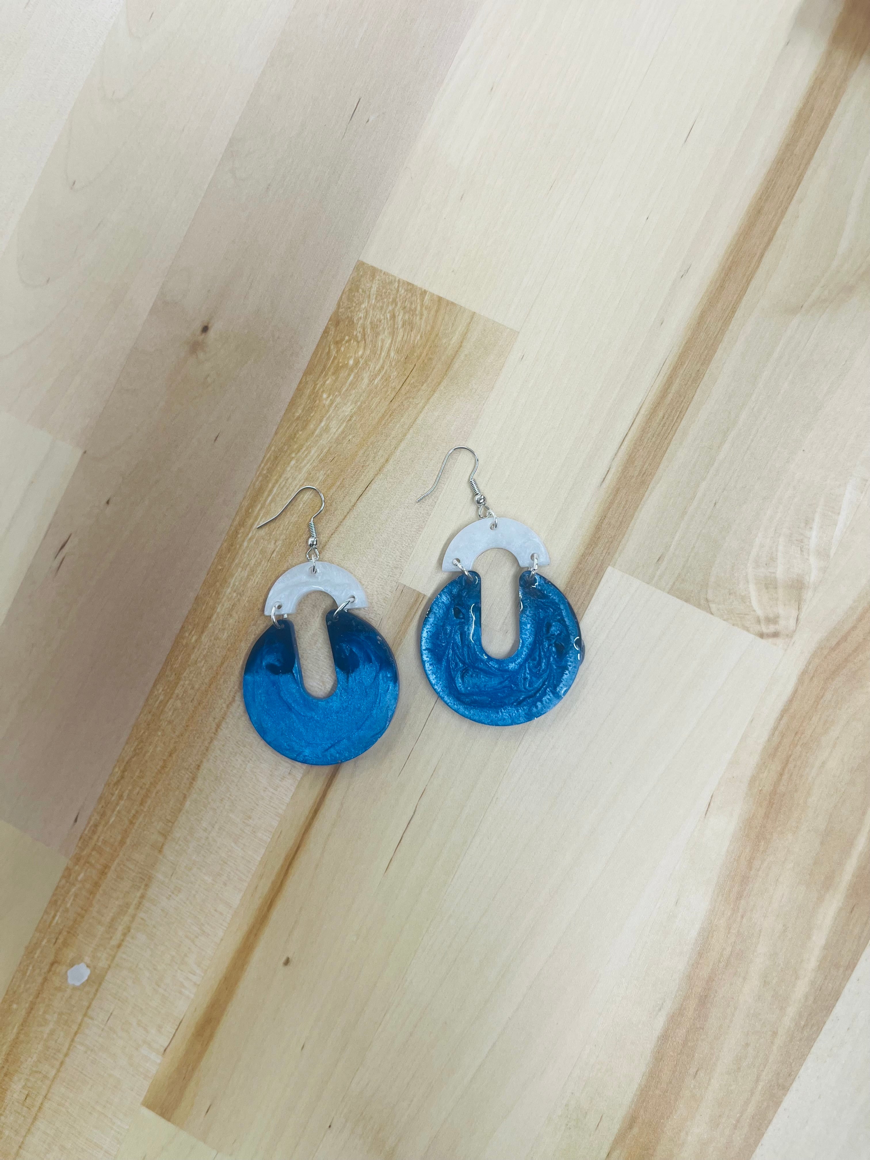 Celeste Earrings-Blue/White