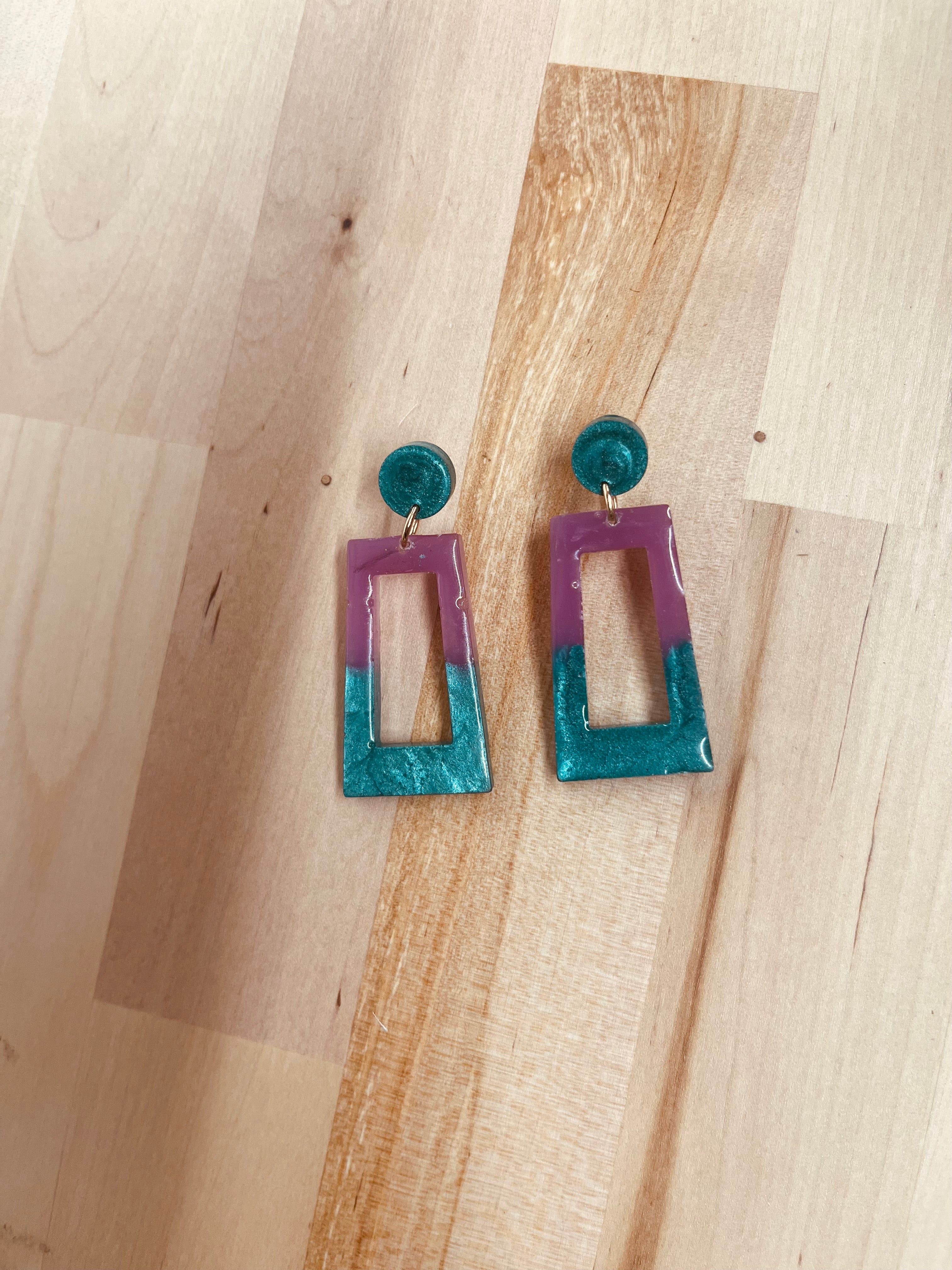 Ariel Earrings-Purple/Teal