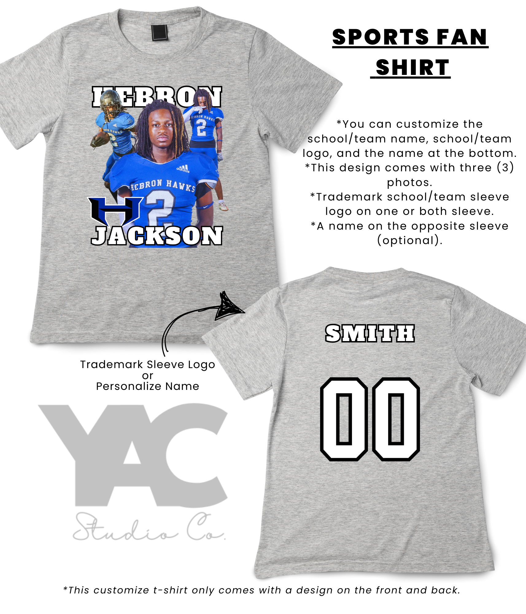 SPORT TEAM CUSTOM T-SHIRT: FRONT/BACK